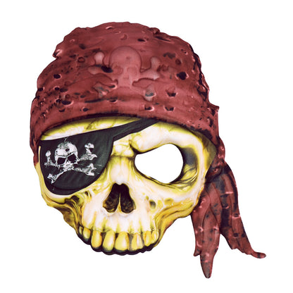 Masque Pirate Crâne Jaune avec Bandana Rouge - Halloween