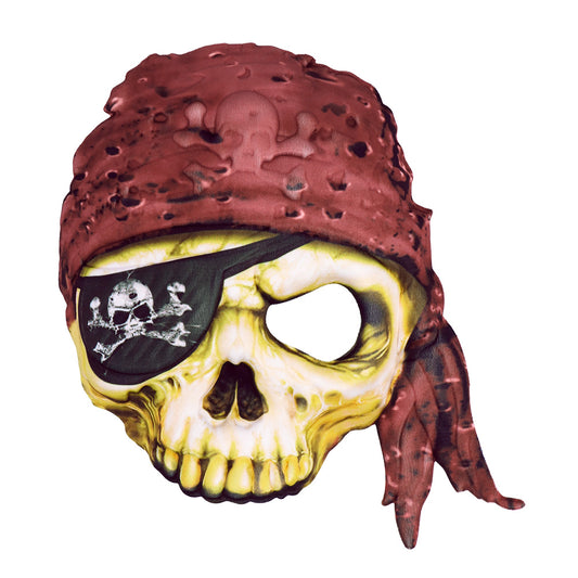 Masque Pirate Crâne Jaune avec Bandana Rouge - Halloween
