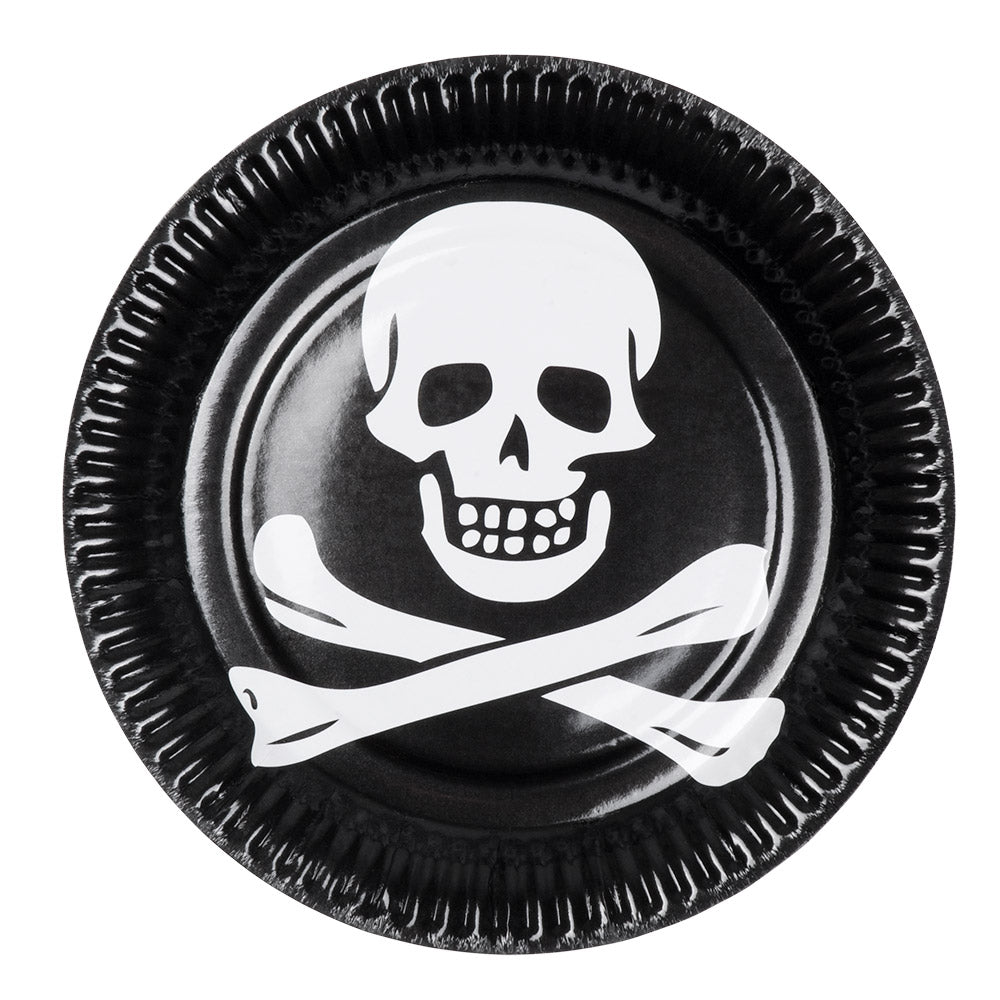 Assiettes Crâne et Tibias Pirate - 23 cm Noires