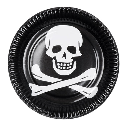 Assiettes Crâne et Tibias Pirate - 23 cm Noires
