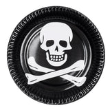 Assiettes Crâne et Tibias Pirate - 23 cm Noires