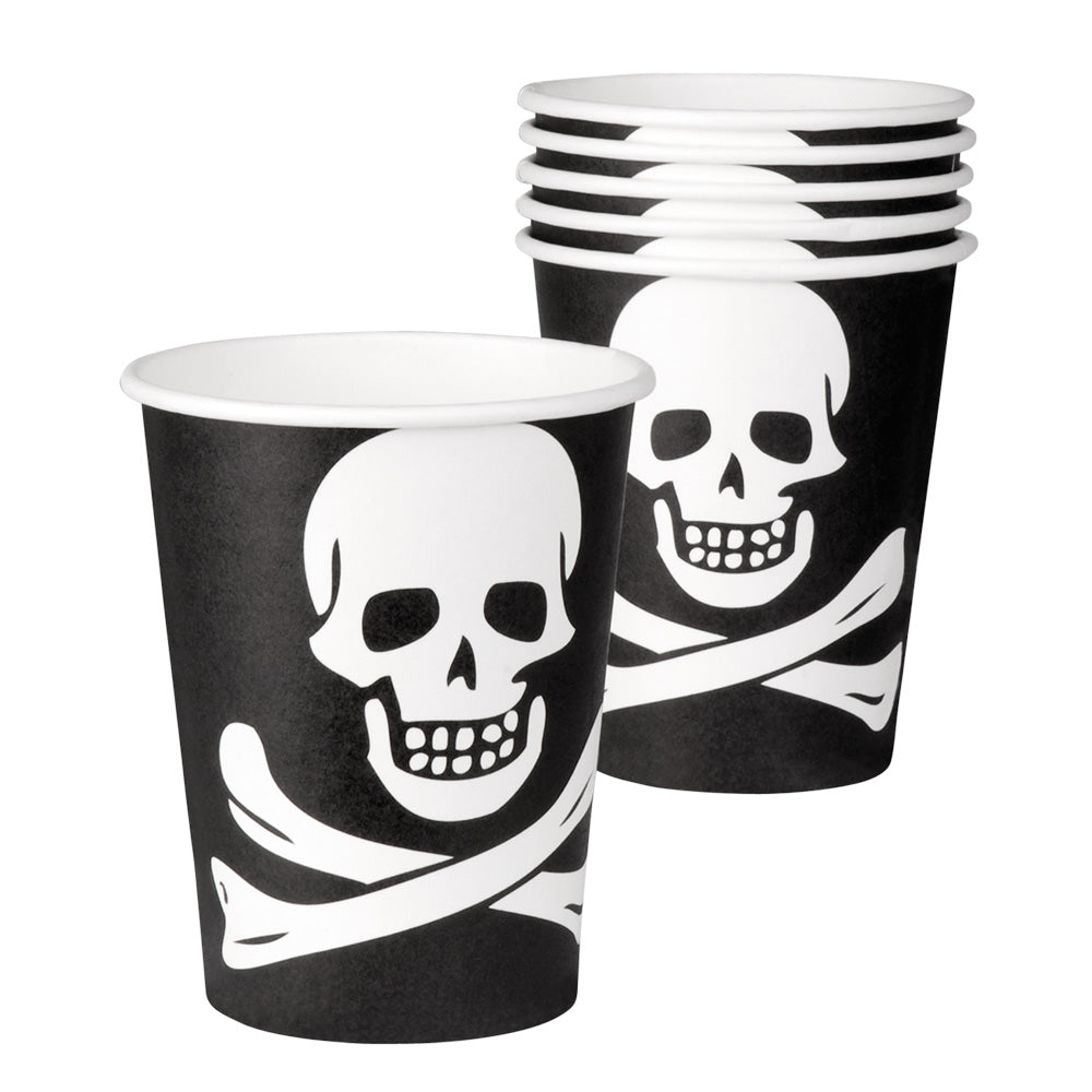 Gobelets Pirate Crâne et Os 25 cl - 8 Verres Halloween