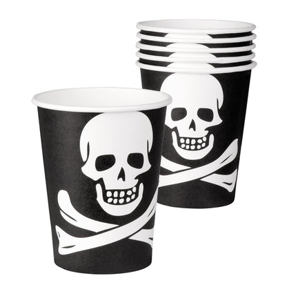 Gobelets Pirate Crâne et Os 25 cl - 8 Verres Halloween