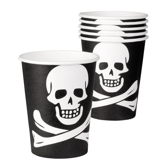 Gobelets Pirate Crâne et Os 25 cl - 8 Verres Halloween