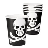 Gobelets Pirate Crâne et Os 25 cl - 8 Verres Halloween