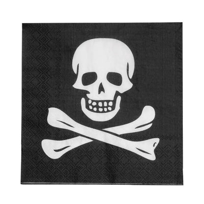 Serviettes Pirate Crâne et Tibias - 16,5 x 16,5 cm