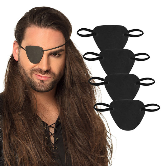 Lot 4 Cache-œils Pirate Noir - Accessoire Déguisement