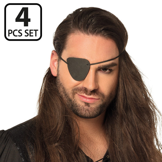 Lot 4 Cache-œils Pirate Noir - Accessoire Déguisement