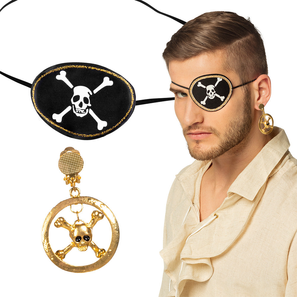 Set Pirate 2 pièces : Loup et Boucles d'oreilles Crâne