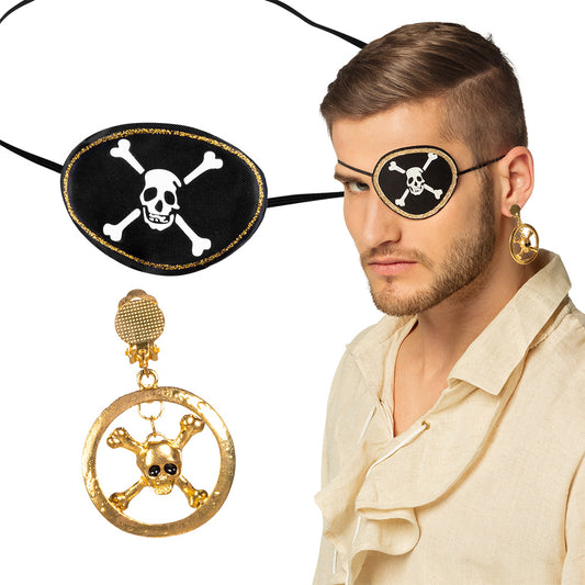 Set Pirate 2 pièces : Loup et Boucles d'oreilles Crâne