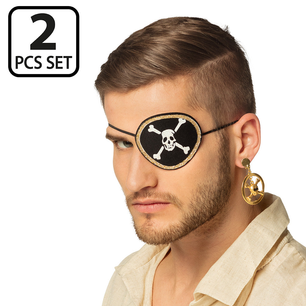 Set Pirate 2 pièces : Loup et Boucles d'oreilles Crâne