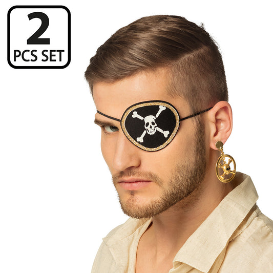 Set Pirate 2 pièces : Loup et Boucles d'oreilles Crâne