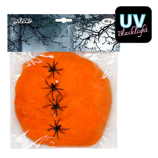 Boule Araignées Orange UV Blacklight 60g - Décor Halloween