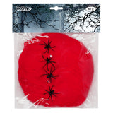 Toile d'araignée rouge 60g avec 4 araignées - Décoration Halloween