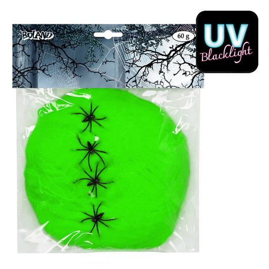 Toile d'araignée verte fluo UV Blacklight 60g Halloween