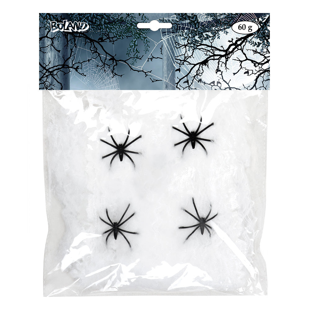 Toile d'Araignée Halloween avec Araignées - 60g Décor Festif