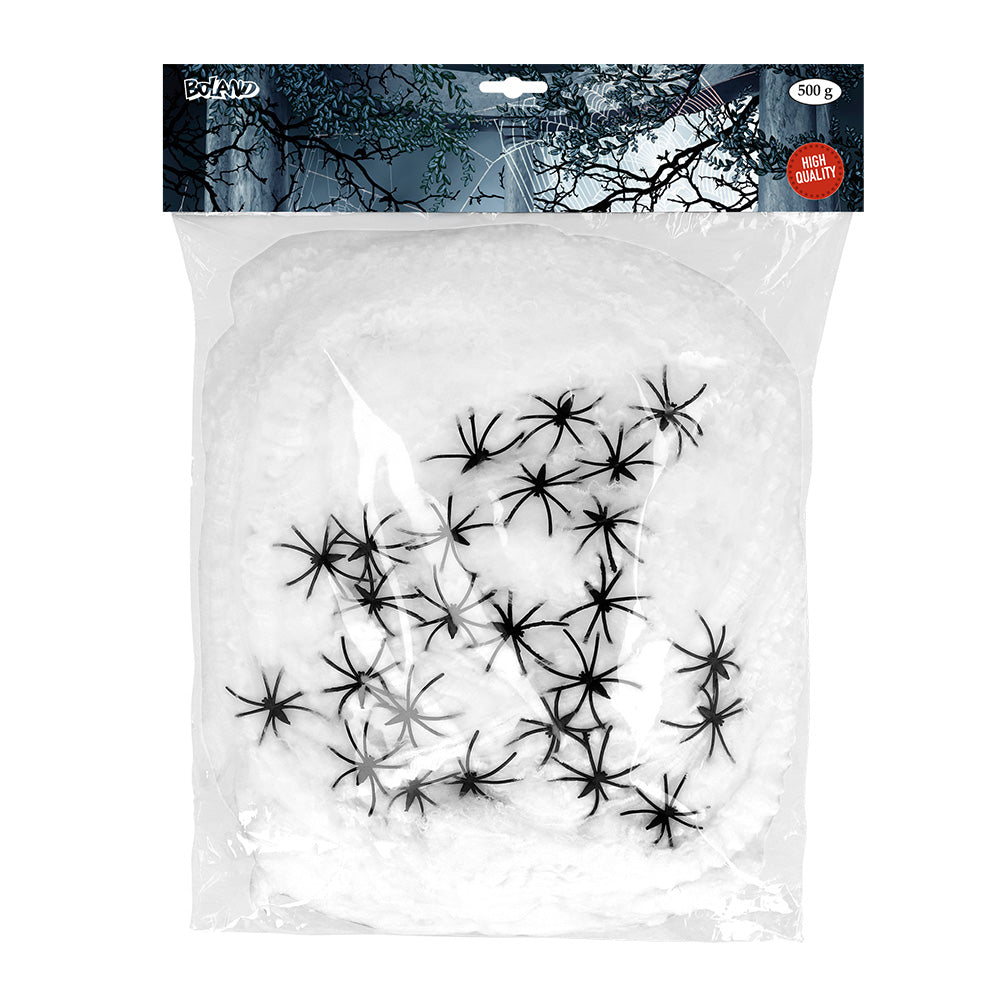 Toile d'araignée avec Araignées - Décoration Halloween 500g