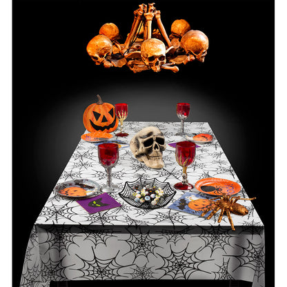 Nappe Halloween Toile d'Araignée - Décoration Festive Noire et Blanche