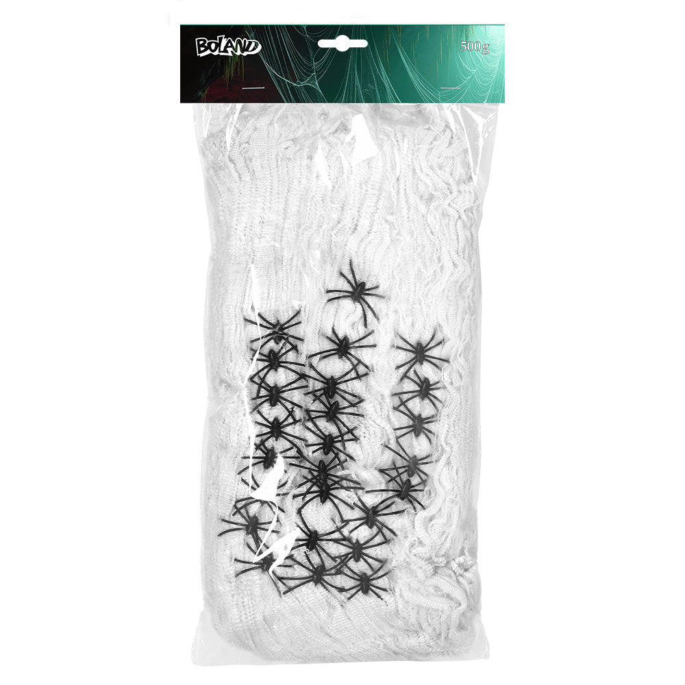 Toile d'Araignée Blanc Avec 30 Araignées - 500g Halloween