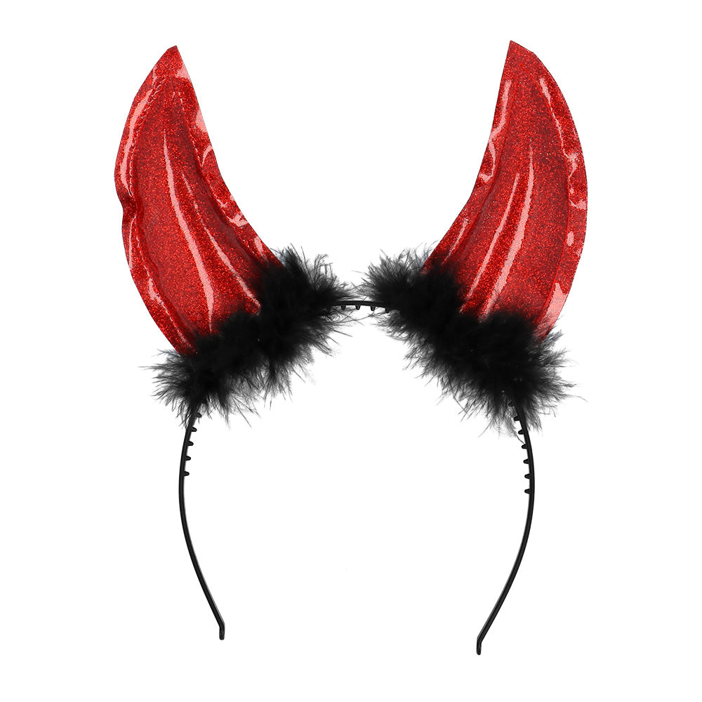 Cornes Diable Glitter avec Cheveux - 5 Coloris Disponibles