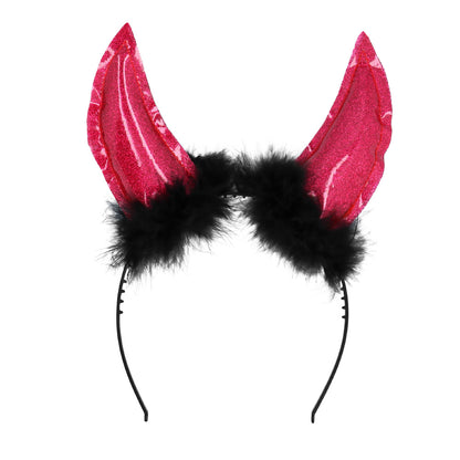 Cornes Diable Glitter avec Cheveux - 5 Coloris Disponibles