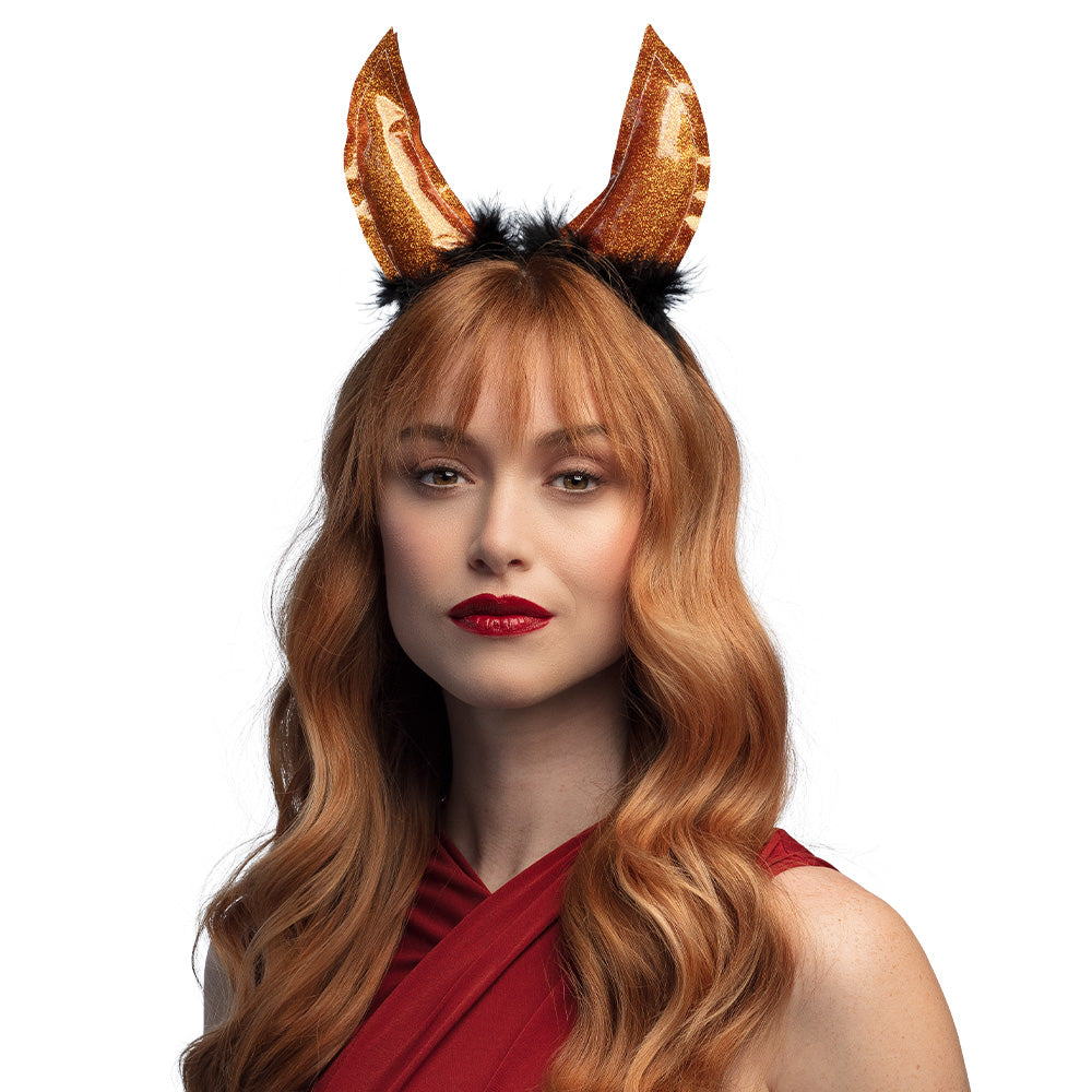 Cornes Diable Glitter avec Cheveux - 5 Coloris Disponibles