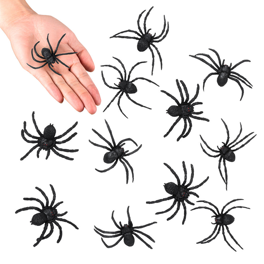 12 Araignées Noires Réalistes - Accessoire Halloween Effrayant