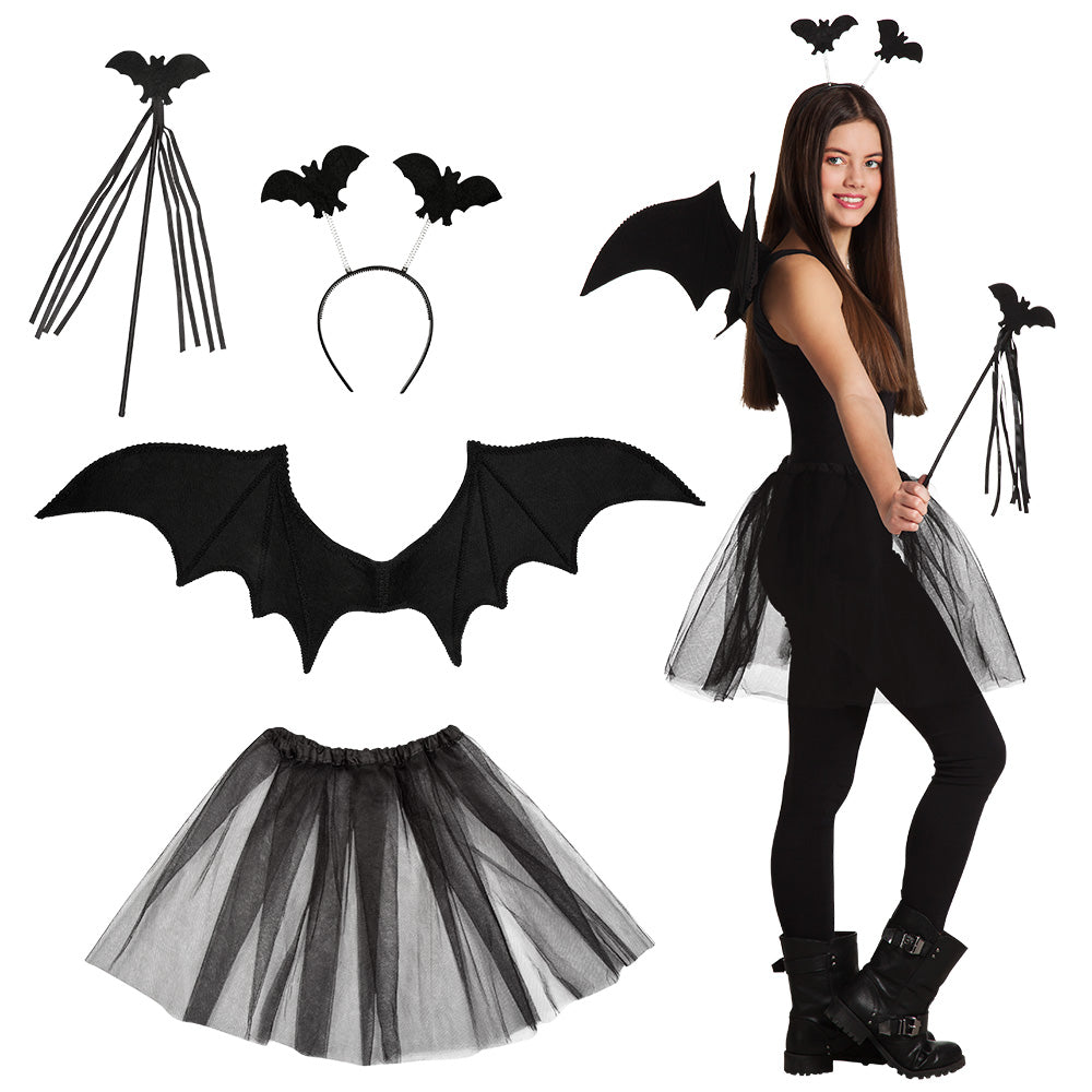 Set Déguisement Chauve-Souris 4 Pièces - Ailes, Tutu & Accessoires