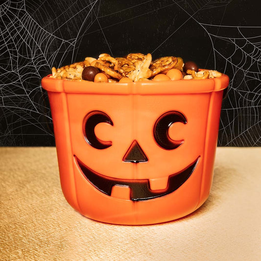 Seau Jack-O'-Lantern Halloween Orange avec Poignée Noire