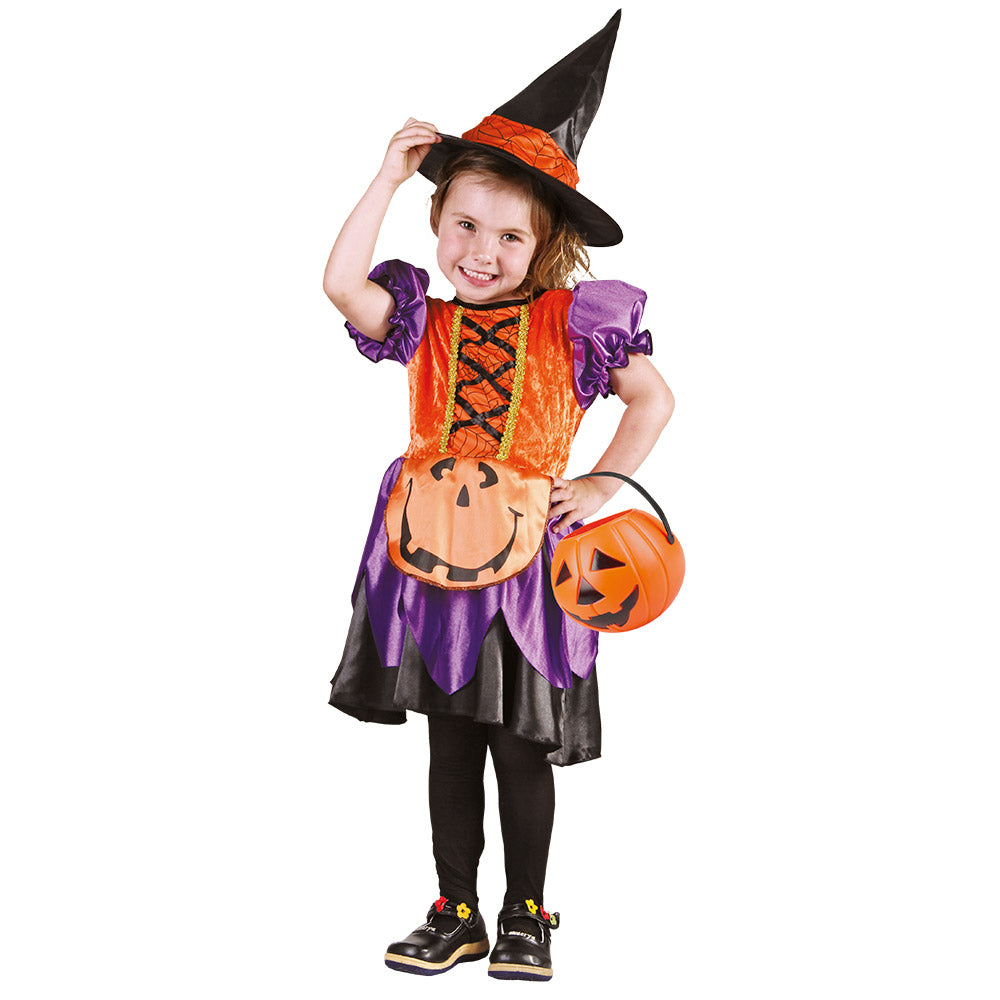 Déguisement Sorcière Halloween Enfant - Robe Citrouille avec Chapeau