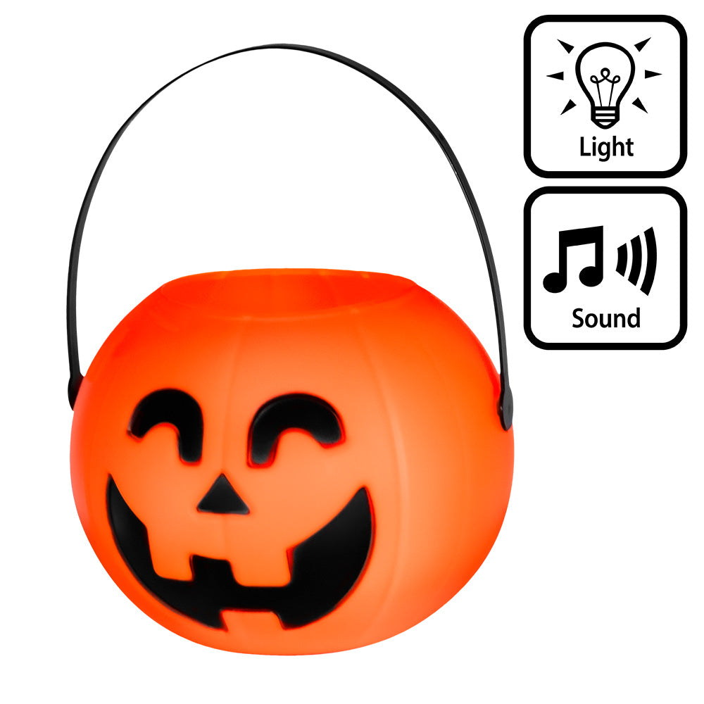 Citrouille Halloween avec Lumière et Son - Seau de Récolte