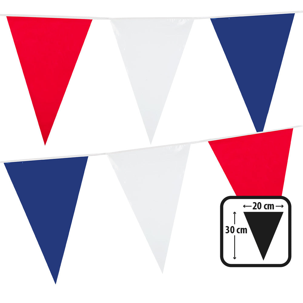 Guirlande Fanions Tricolore 20cm - Deco Fete Bleu Blanc Rouge