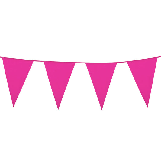 Guirlande de Drapeaux Triangulaires Rose Fuschia 4m