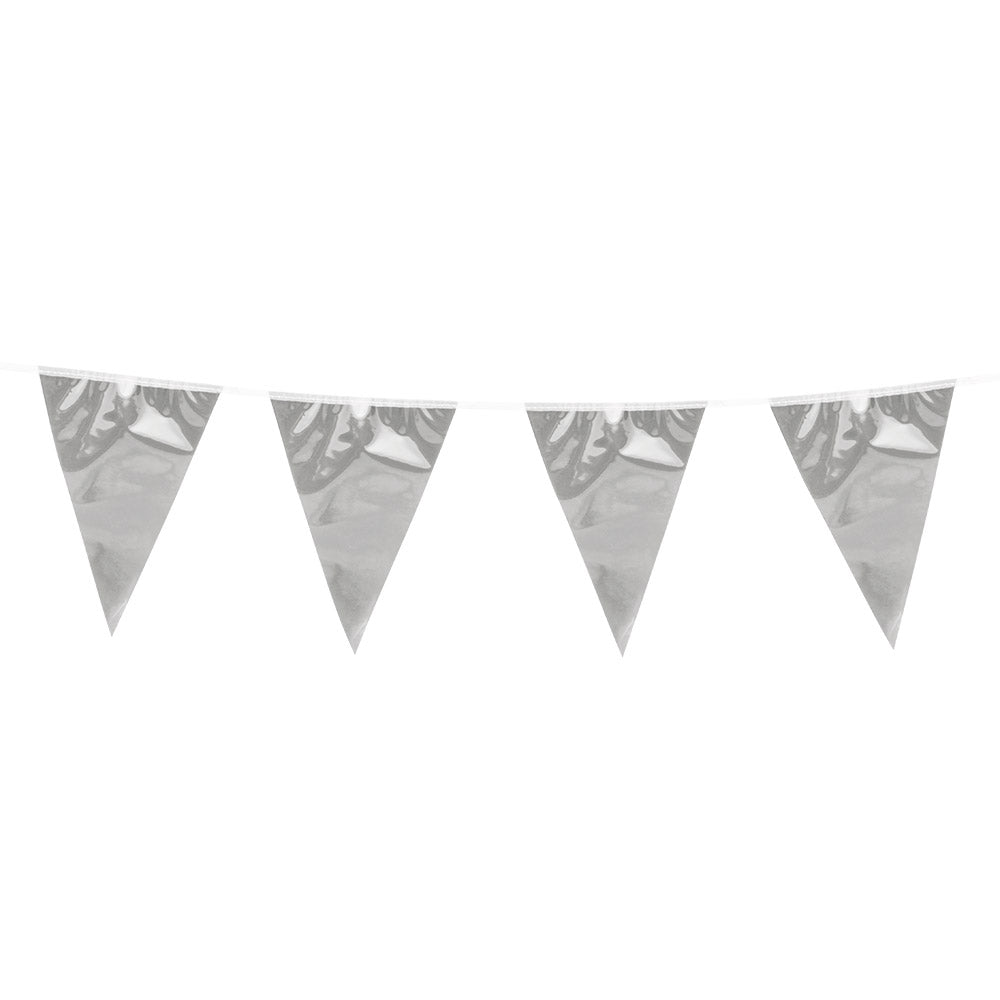 Banderole Fanions Triangulaires Gris 20x30cm - Décoration Fête