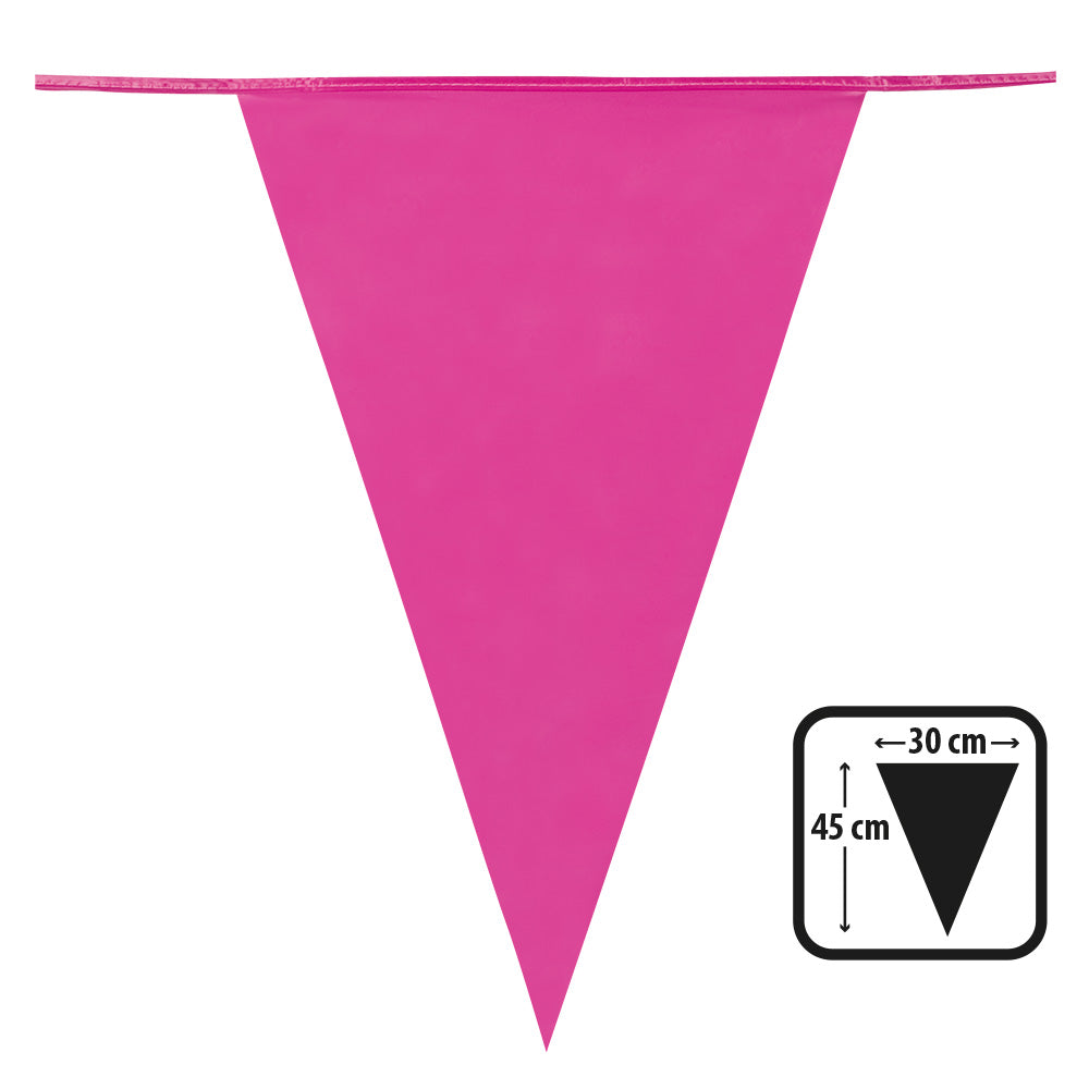 Guirlande Fanions Triangulaires Rose Fuchsia 4m - Décoration Fête