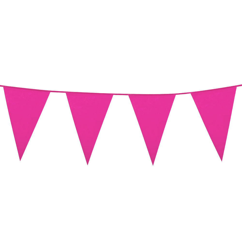 Guirlande Fanions Triangulaires Rose Fuchsia 4m - Décoration Fête