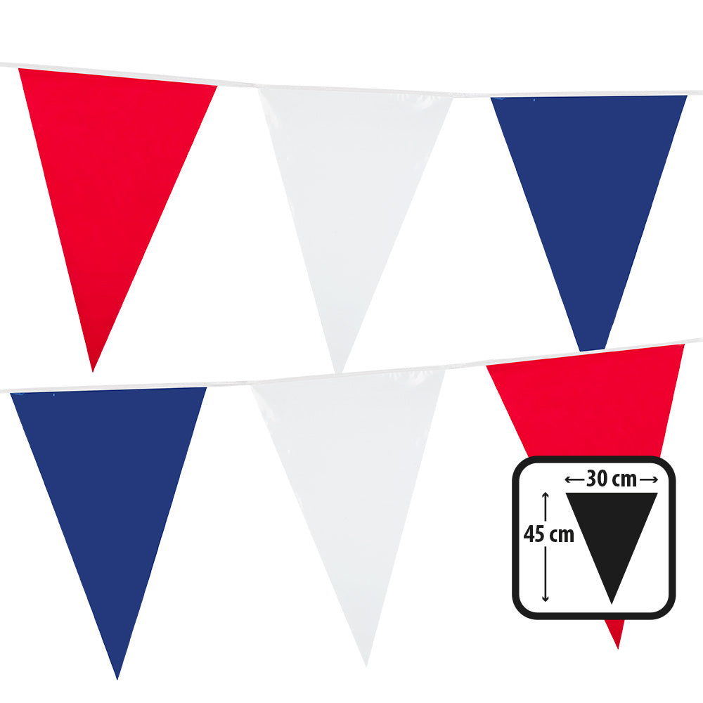 Guirlande Fanions Triangulaires 45cm Bleu Blanc Rouge