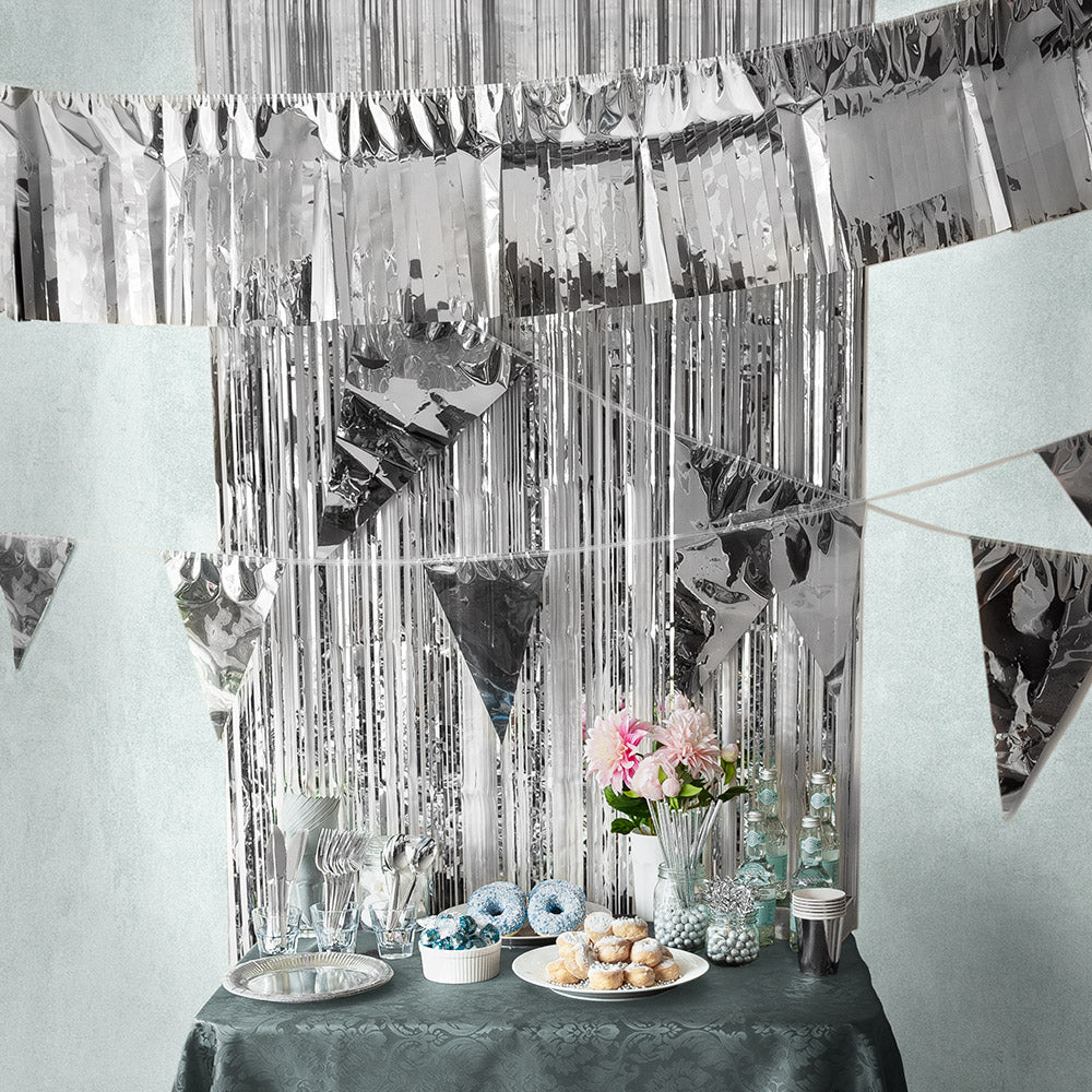 Guirlande Triangles Argentés 30cm - Déco Fête Élégante