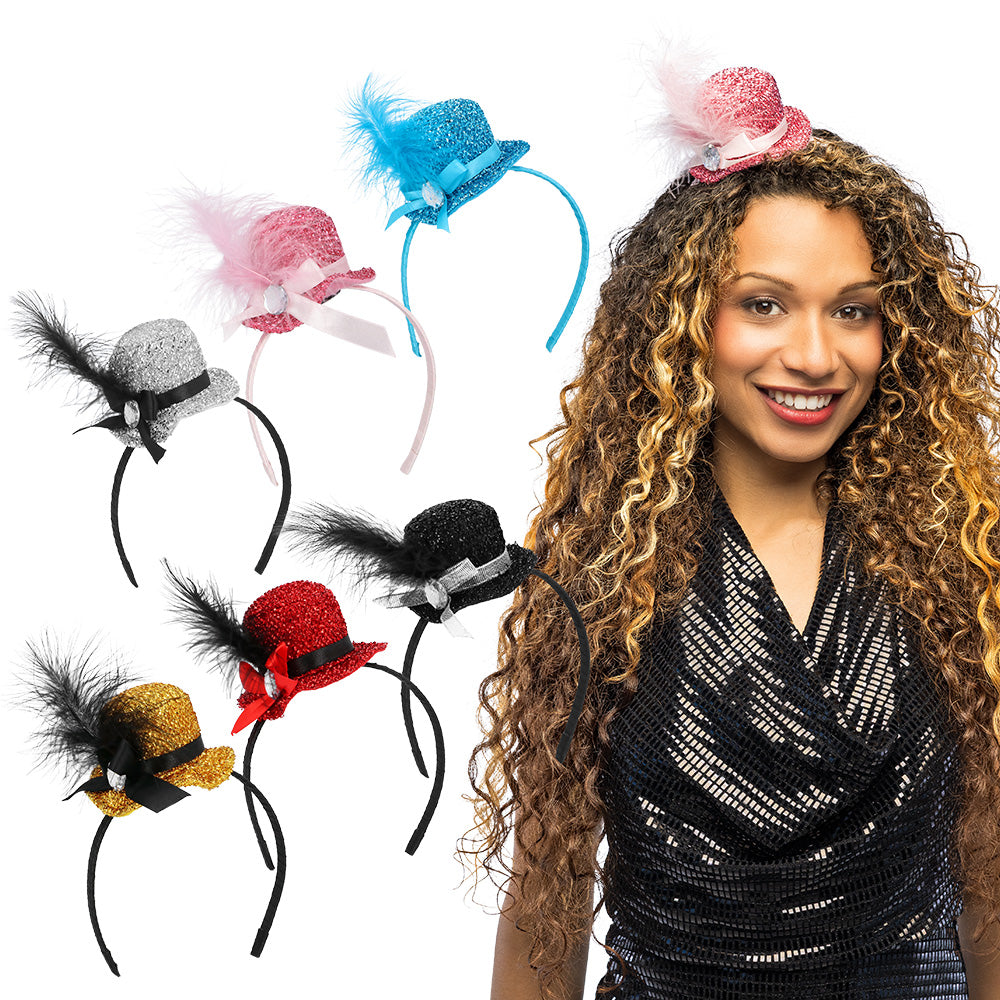 Serre-tête Paillette Chapeau Miniature - 6 Coloris