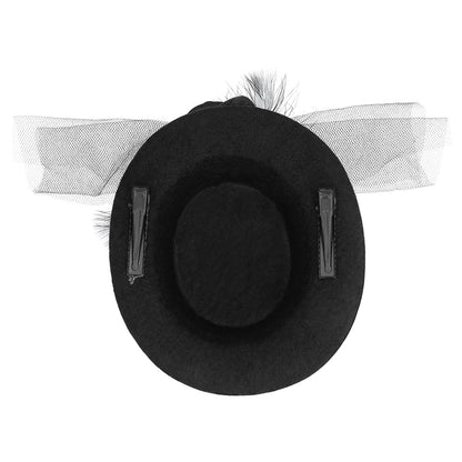 Bibi Noir Élégant avec Rose et Voilette - Accessoire Chic