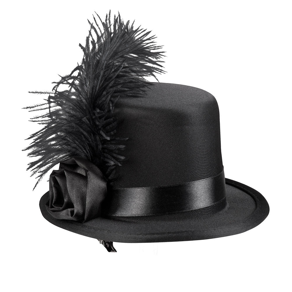 Haut de forme noir avec plumes - Accessoire déguisement élégant