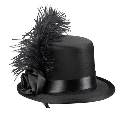 Haut de forme noir avec plumes - Accessoire déguisement élégant