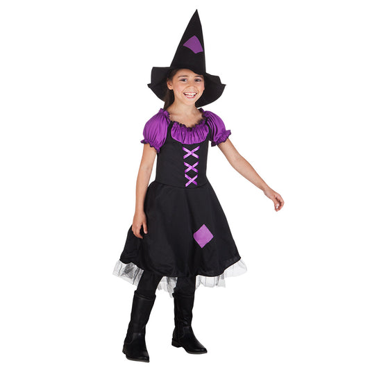 Déguisement Sorcière Enfant Noir et Violet - Costume Halloween