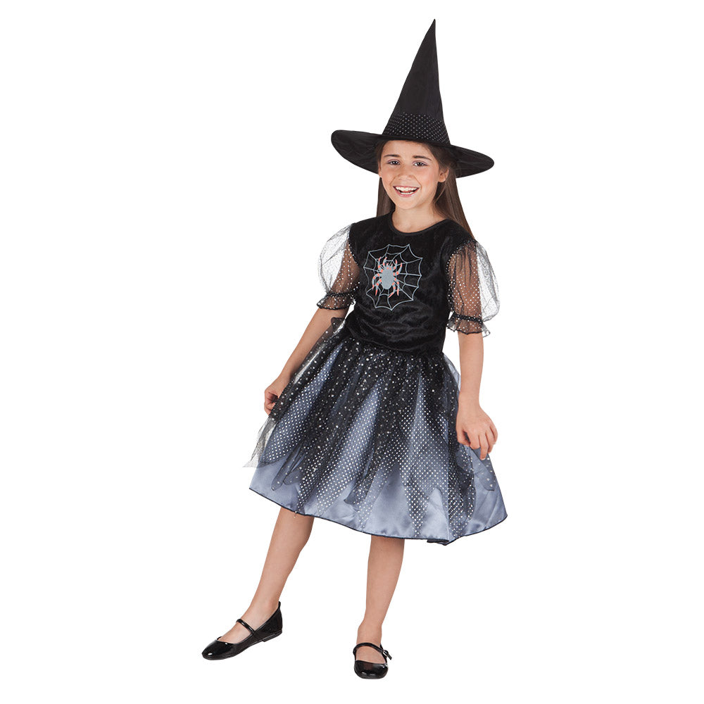 Déguisement Sorcière Enfant - Robe Noire Paillettes et Chapeau