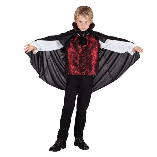 Déguisement Vampire Enfant avec Cape Noire et Jabot Rouge