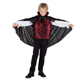 Déguisement Vampire Enfant - Cape Noire et Chemise Rouge Paillettes