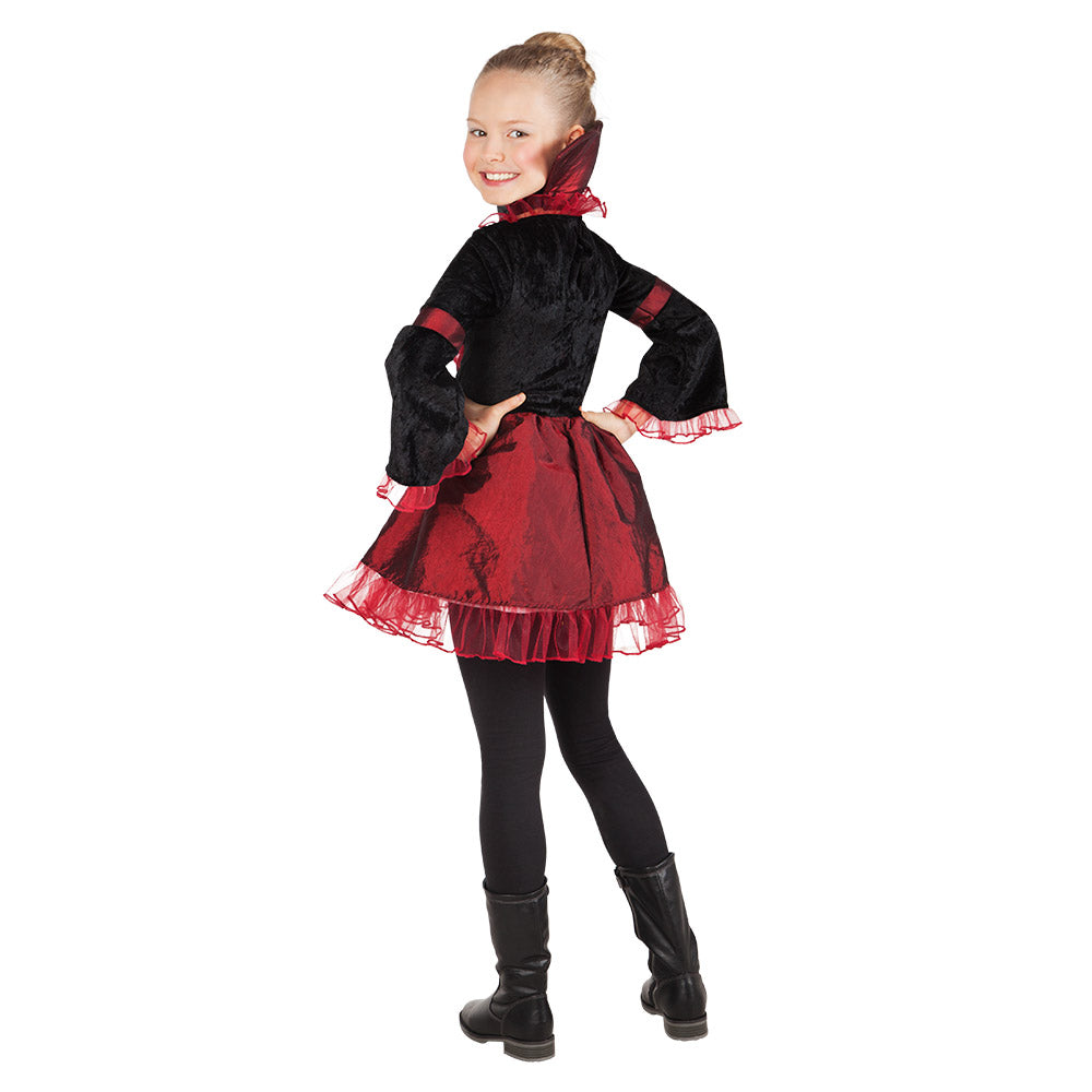 Déguisement Vampire Enfant Luxe - Robe Rouge et Cape Noire