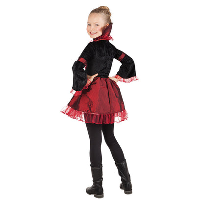 Déguisement Vampire Enfant Luxe - Robe Rouge et Cape Noire