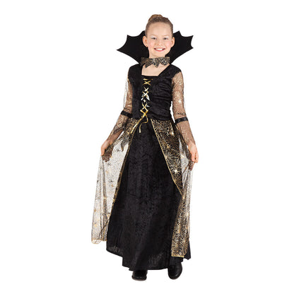 Déguisement Vampire Enfant Luxe - Robe Noire & Cape Dorée