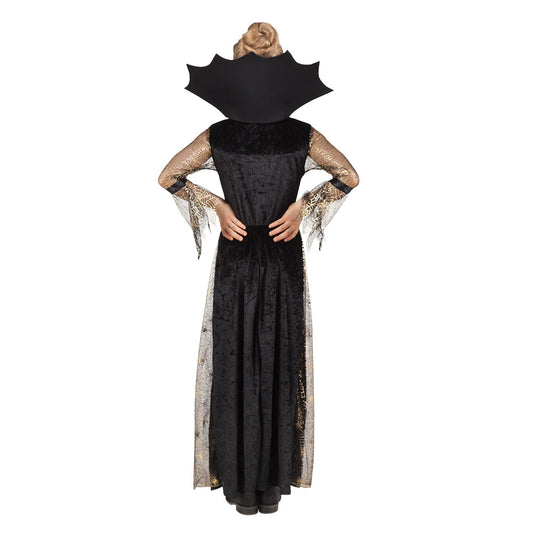 Déguisement Vampire Enfant - Robe Noire et Dorée avec Col